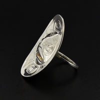 Raven's Moon - Silver Ring with 14k Gold