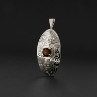 Raven - Silver Pendant with 14k Gold
