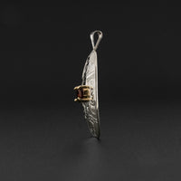 Raven - Silver Pendant with 14k Gold