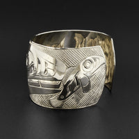 Killerwhale and Salmon - Silver Bracelet