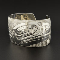 Killerwhale and Salmon - Silver Bracelet