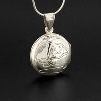 Puffin and Salmon Wing - Silver Locket