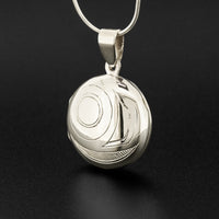Puffin and Salmon Wing - Silver Locket
