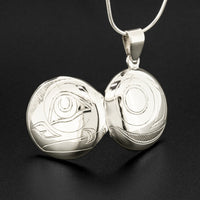 Puffin and Salmon Wing - Silver Locket