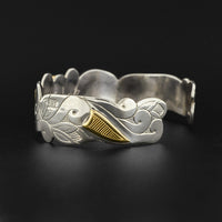 Floral - Silver Bracelet with 14k Gold