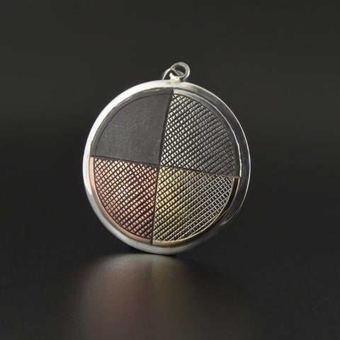 Medicine Wheel - Silver Pendant with 14k Gold and Copper