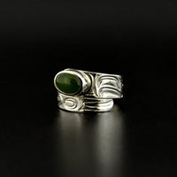 Eagle - Silver Wrap Ring with BC Jade