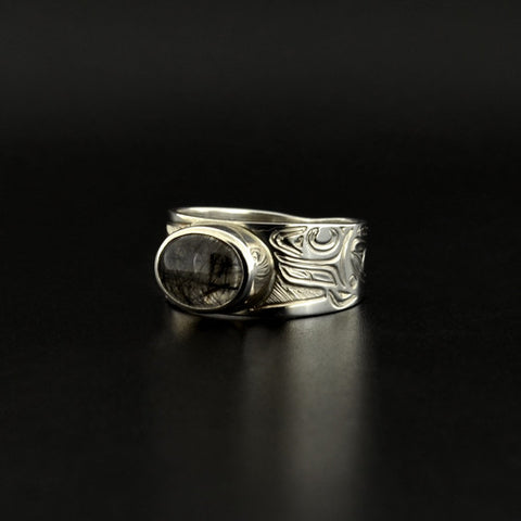 Killerwhale - Silver Ring with Rutilated Quartz