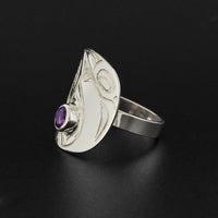 Bear - Silver Ring with Amethyst