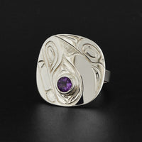 Bear - Silver Ring with Amethyst