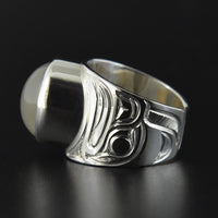 Eagle - Silver Ring with Grey Moonstone