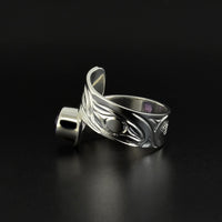 Raven - Silver Wrap Ring with Amethyst