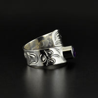 Raven - Silver Wrap Ring with Amethyst