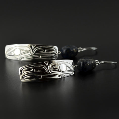 Ravens - Silver Earrings with Lapis