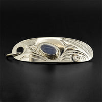 Frog - Silver Pendant with Chalcedony