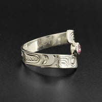 Hummingbird - Silver Ring with Rose Quartz