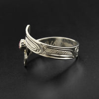 Hummingbird - Silver Ring with Rose Quartz