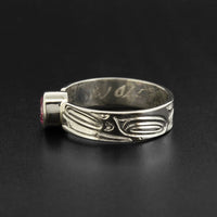 Wolf - Silver Ring with Rose Quartz