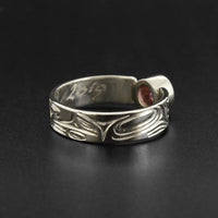 Wolf - Silver Ring with Rose Quartz