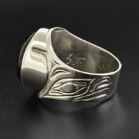Eagle - Silver Ring with Red Tiger Eye