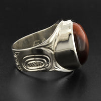 Eagle - Silver Ring with Red Tiger Eye