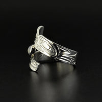 Wolf - Silver Wrap Ring with Moonstone
