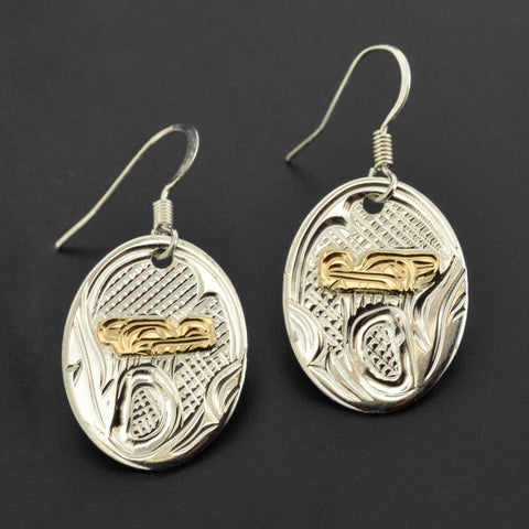 Wolf - Silver Earrings with 14k Gold