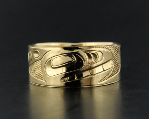 Raven-Finned Killerwhale - 14k Yellow Gold Ring