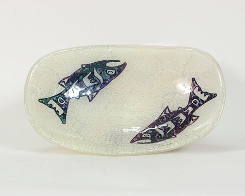 Two Salmon - Kiln Cast Art Glass