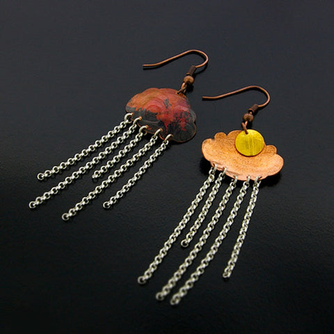 Storm Cloud - Copper Earrings