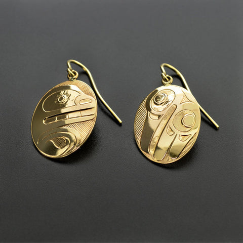 Bear and Raven - 14k Gold Earrings