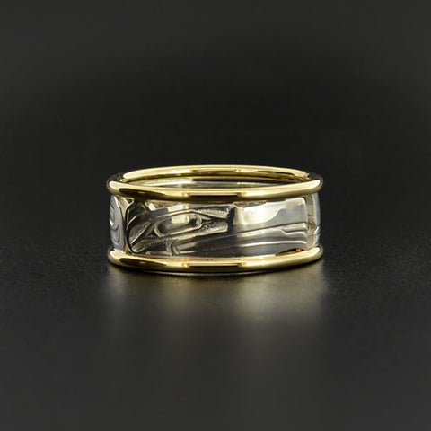 Raven - Silver Ring with 14k Gold Rails