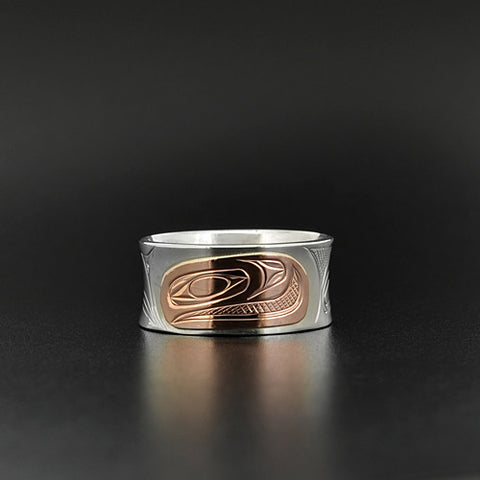 Salmon - Silver Ring with 14k Rose Gold