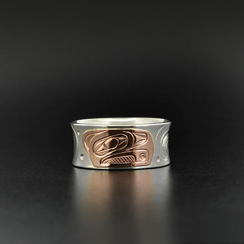 Eagle - Silver Ring with 14k Rose Gold Overlay