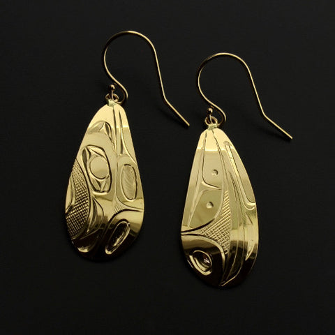 Eagle and Wing - 14k Yellow Gold Earrings