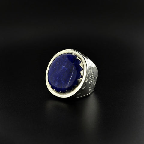 Floral - Silver Ring with Lapis