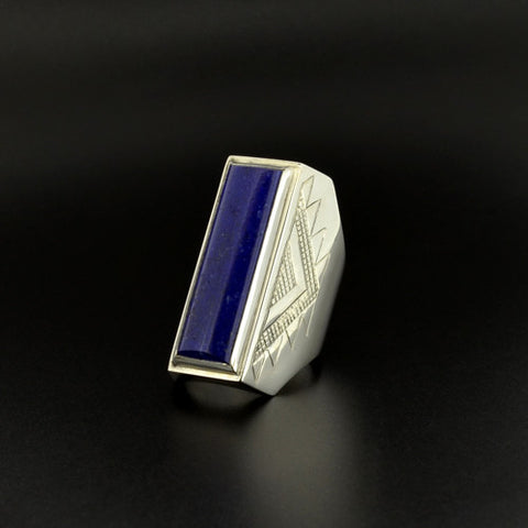 Beadwork - Silver Ring with Lapis