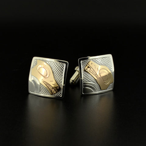 Wolf - Silver and 14k Gold Cufflinks