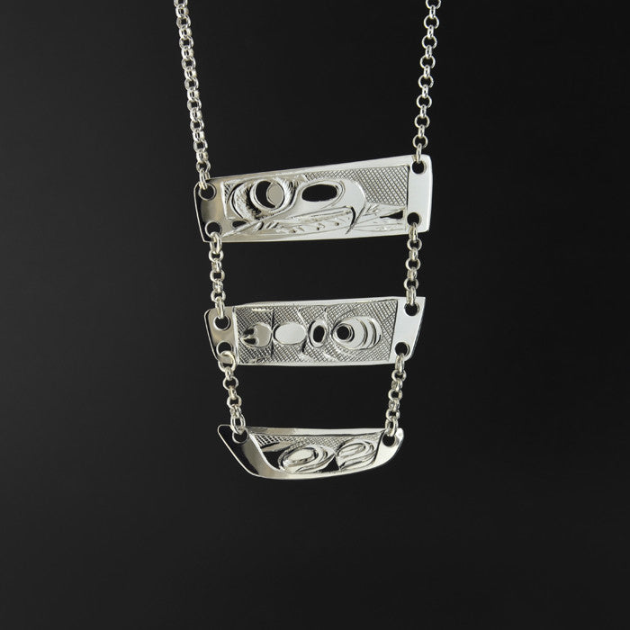 Eagle Skull, Ant, Life - Silver Necklace