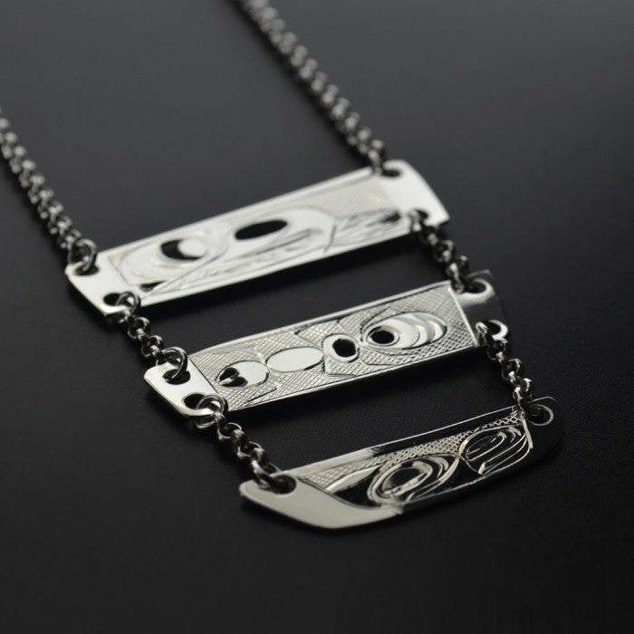 Eagle Skull, Ant, Life - Silver Necklace