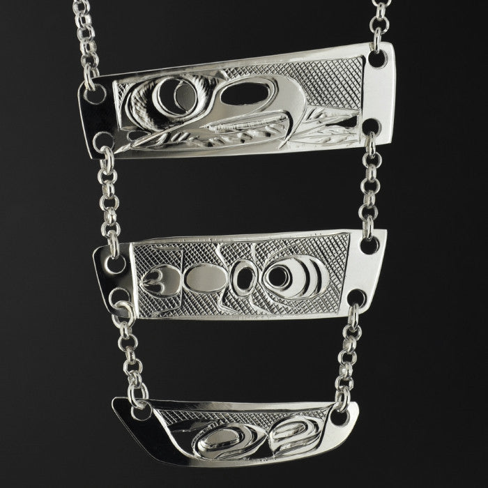 Eagle Skull, Ant, Life - Silver Necklace