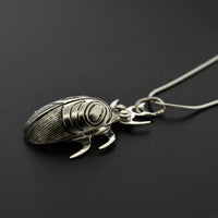 Beetle - Silver Pendant with Grey Moonstone
