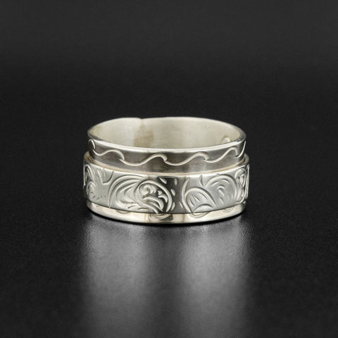 Salmon - Silver Spinner Ring