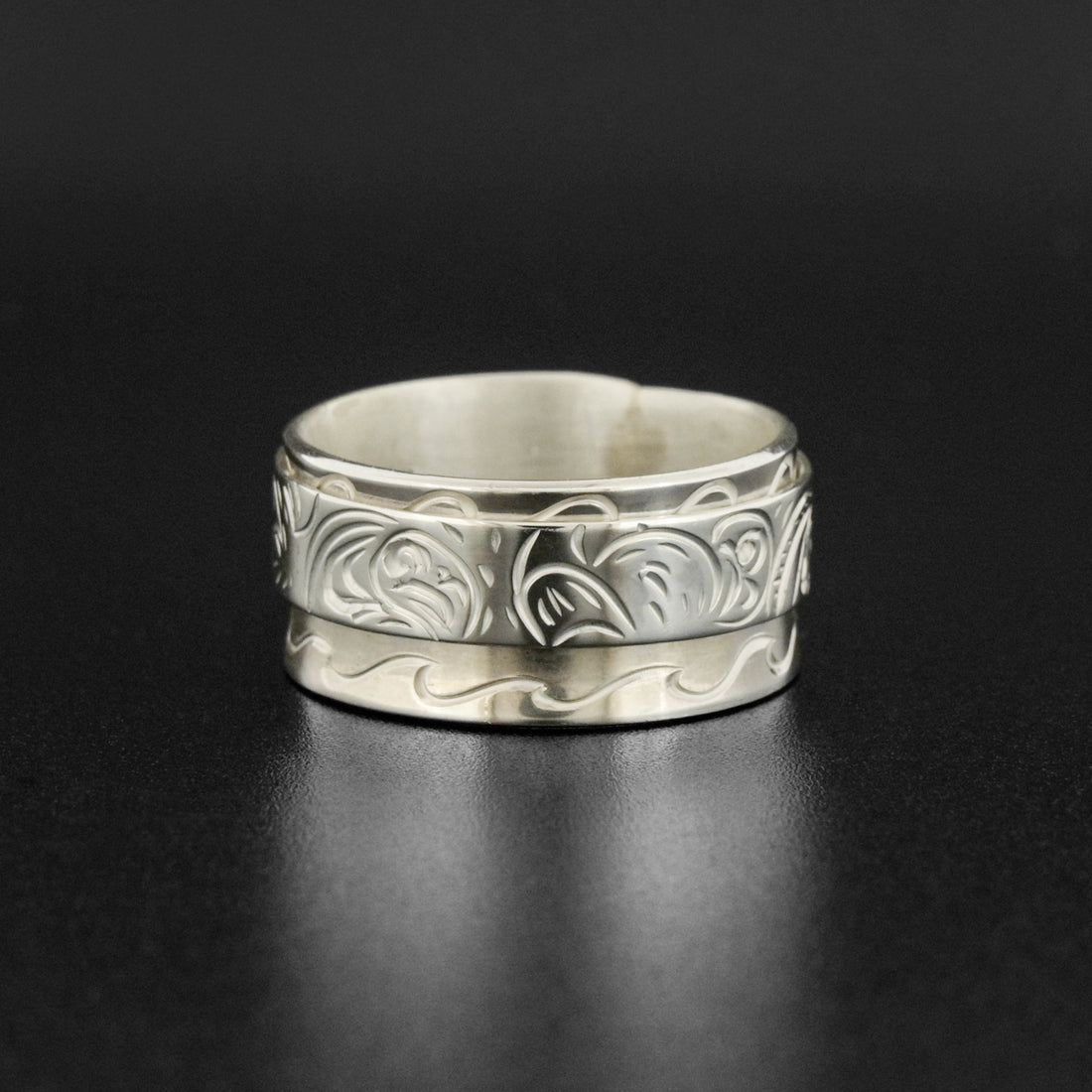 Salmon - Silver Spinner Ring