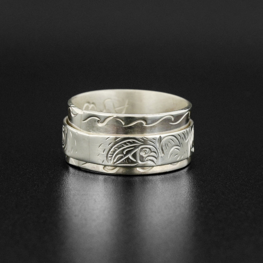 Salmon - Silver Spinner Ring