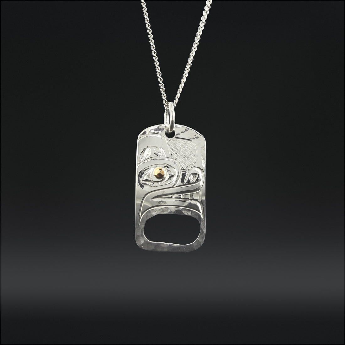 Bear - Silver Pendant with 14k Gold