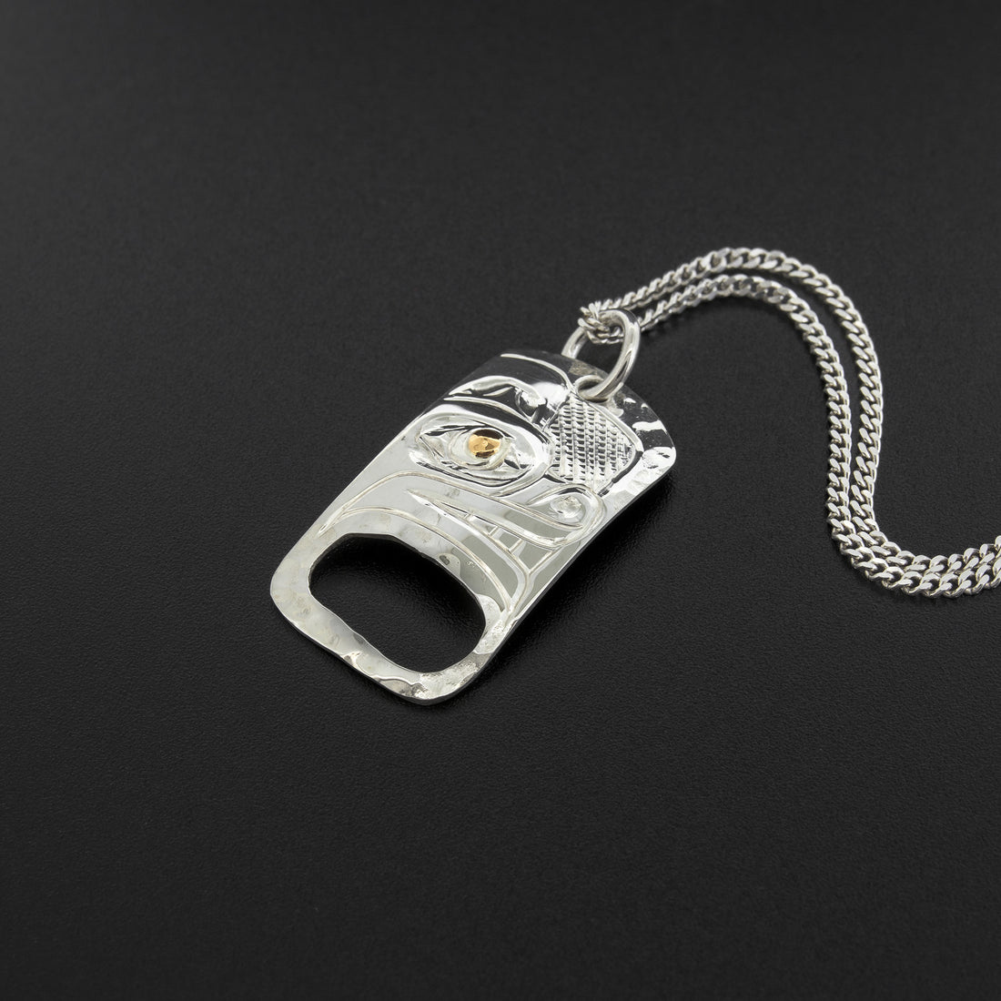 Bear - Silver Pendant with 14k Gold