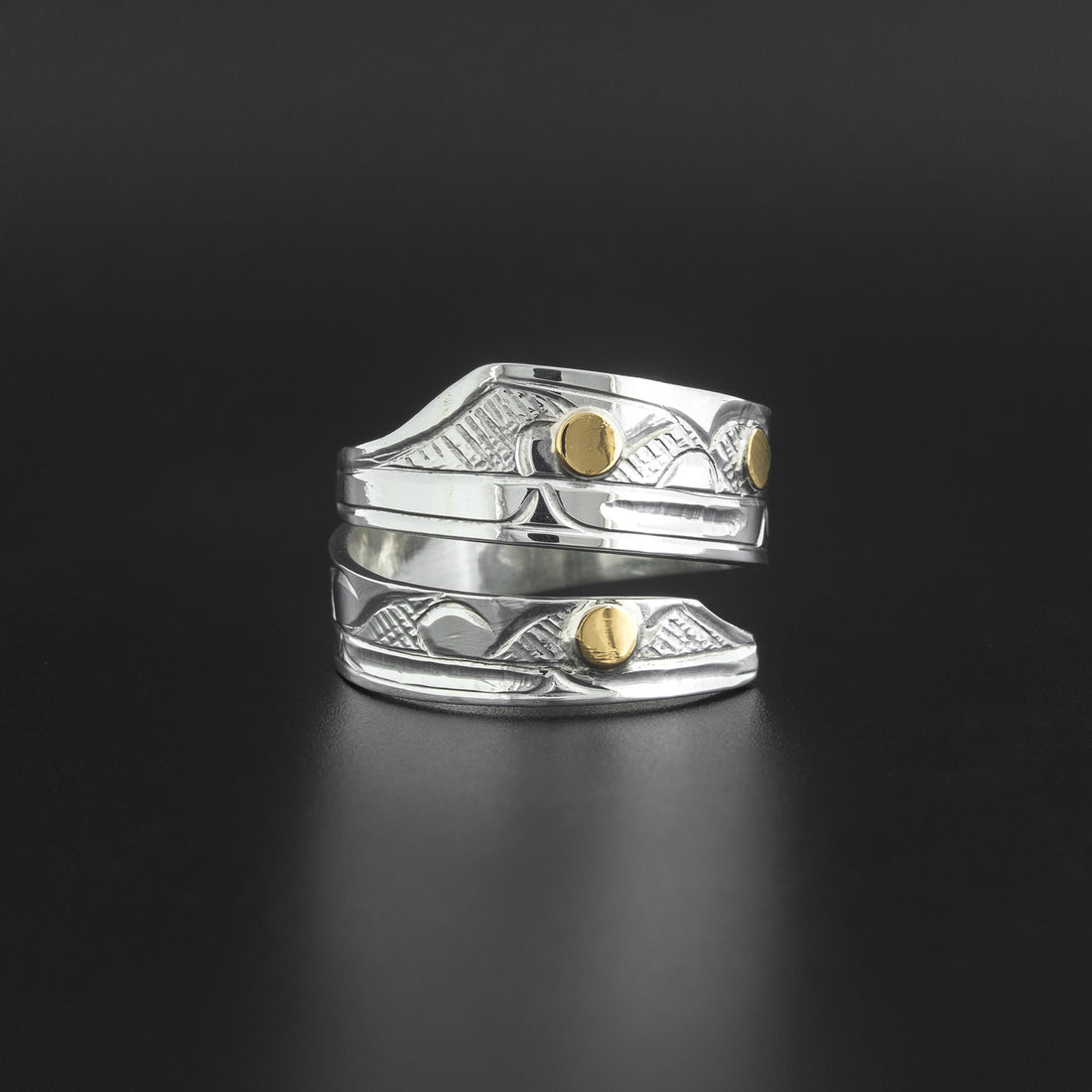ťsago’l (old canoe)  - Silver Ring with 14k Gold