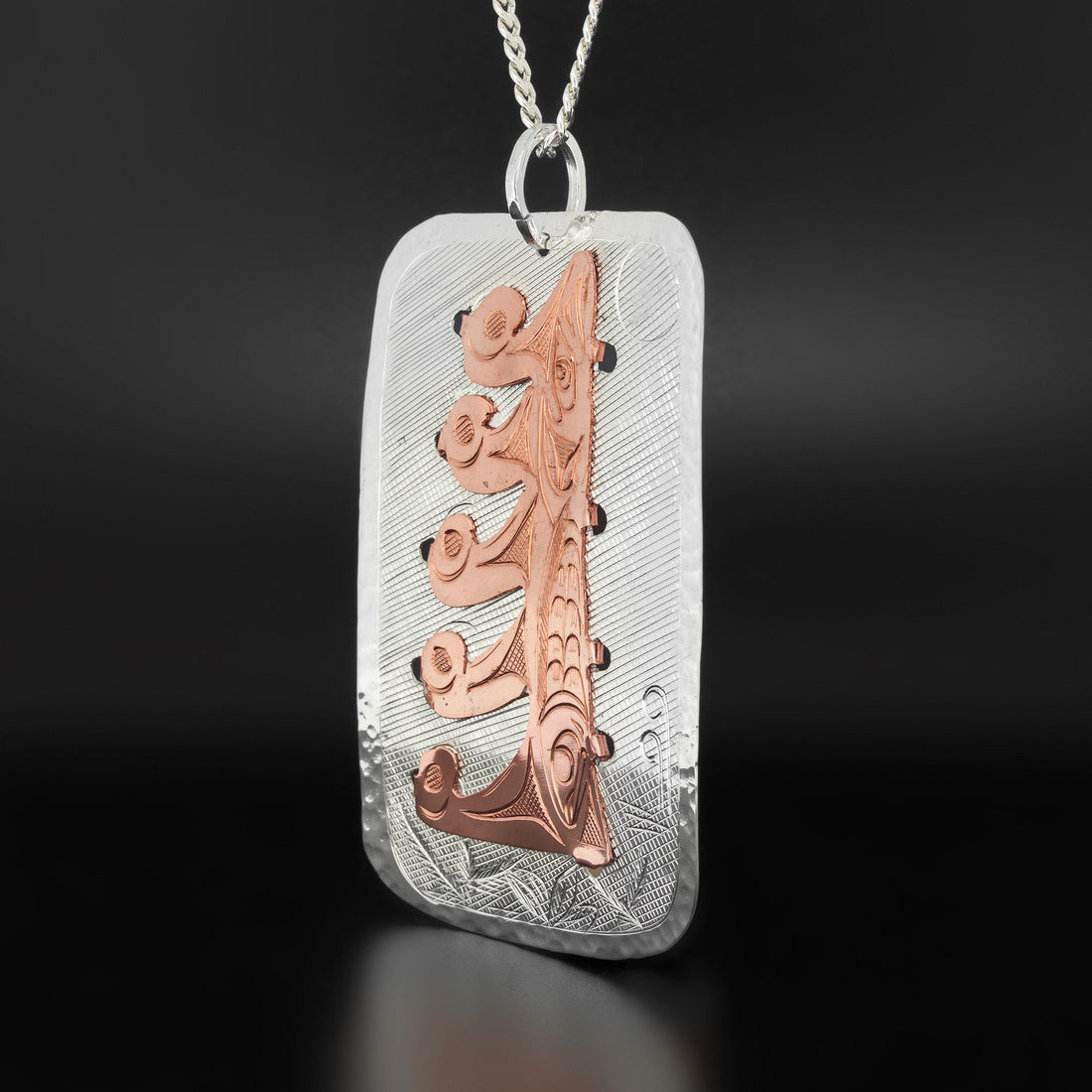 Cedar Abundance with Ferns and Lush Surroundings - Silver Pendant with Copper