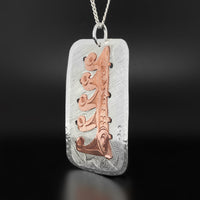 Cedar Abundance with Ferns and Lush Surroundings - Silver Pendant with Copper